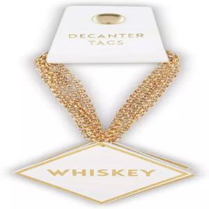 산타 바바라 디자인 스튜디오 가죽 디캔터 주류 태그 5인치 2인치 흰색/골드 세트
