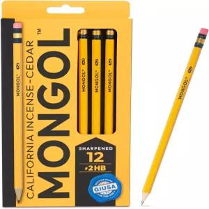몽골 클래식 향 시더 2 연필 - 12팩 미리 연마된 유럽 흑연 코어 미국 재배 얼룩 없는 지우개 무독성 PMA