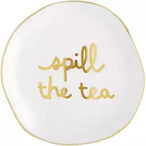 산타 바바라 디자인 스튜디오 티백 홀더 화이트 세라믹 금박 티레스트 직경 3.5인치 스필 더 티