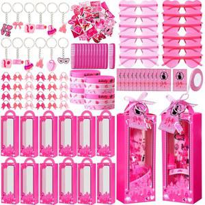 가이저레일리 147개 12세트 핫핑크 프린세스 파티 용품 포함 선물 상자 선글라스 실리콘 팔찌 열쇠고리 머리띠 빗 카드 스티커 리본 여자 생일 총각