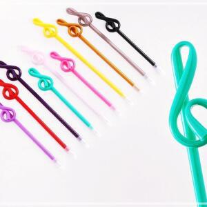 [2개구성] 리크플 10P 아이디어 팬시 검정 검은색 필기용 높은음자리표 디자인 볼펜 KWF74D85