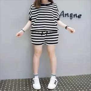 상하세트 데일리 여름 트레이닝복 스트라이프 반팔