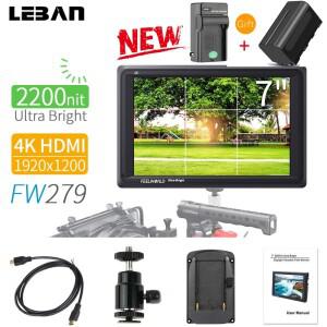 FEELWORLD FW279 7인치 울트라 브라이트 2200nit  풀 HD 4K 고휘도(NP750 배터리 + 충전기 포함)