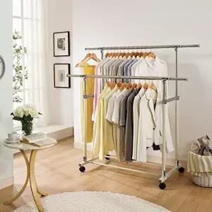 고품질 슈마켓 스마트홈 UPGRADE 이동식행거 2단 옷집게 원목옷걸이 옷정리 플라스틱옷걸이 WFISFCL