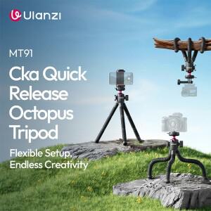 울란지 MT91 Cka 퀵 릴리즈 옥토퍼스 삼각대 스마트폰 액션 카메라 여행 브이로그 야외 사이클링 촬영용 유