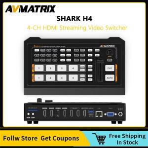 MATRIX Shark H4 4채널 HDMI 스트리밍 비디오 스위처 YouTube Facebook용 이더넷을 통한 전문 믹서 라이브