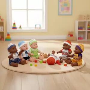 소프트 흑인백인 인형 6종세트 다문화 수업자료 어린이 역할놀이 장난감 아기인형 애착인형