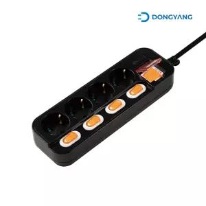 동양전자산업 4구 메인 개별스위치 멀티탭 블랙 3m/영샵