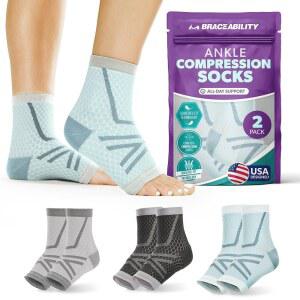 남녀용 브레이저빌리티 운동 발목 압박 양말 - 스포츠, 운동, , 발 완화를 위한 발가락 없는 러닝 보조기 지지 슬리브