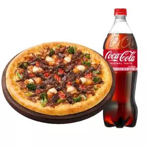 피자헛 블랙 BBQ 스테이크 뇨끼 치즈크러스트M + 콜라 1.25L