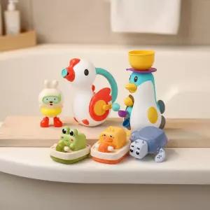 캐스B 즐거운 목욕놀이 장난감 6종세트 꼬꼬 물뿌리개 태엽 보트 수영하는 동물인형 물놀이