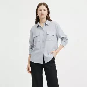 [샵앤] 여성 카라넥 양포켓 데일리 하늘 셔츠 블라우스 NARU-WBL-21043