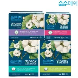 순수데이 오가닉 생리대 4팩 모음전/중형/대형/오버나이트/롱라이너