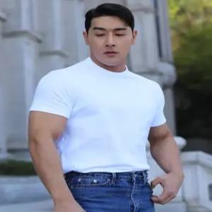 보스트핏 머슬핏 10수 헤비코튼 반팔티셔츠 화이트 S416