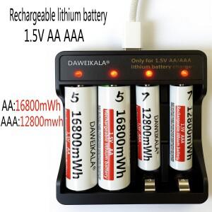 1.5V 리튬 AA 충전식 배터리 마우스 손전등 선풍기 게임기 전자 장난감용 긴 수명
