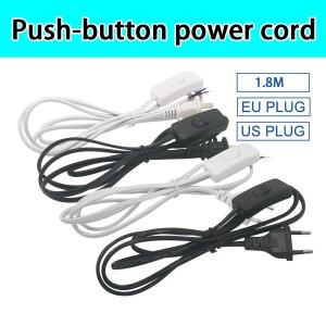 화이트/블랙 미국/유럽 1.8m 버튼 스위치 전원 코드 데스크 램프 케이블 AC 110V/220V 연장