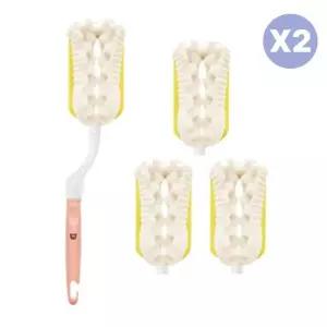 리에또 리필형 회전형 젖병솔 스펀지 세트 핑크 X2