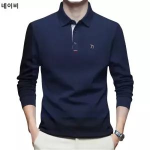 헤지스 남성 솔리드 긴팔 피케 카라티셔츠 L5555