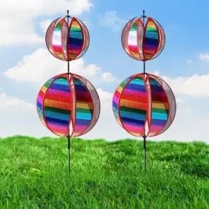 바람게비 미술만들기재료 해피가든 2단 공모양 바람개비 2p세트 레인보우 .