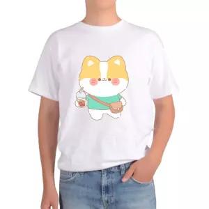 기능성반팔 고양이캐릭터 야옹이 공부하는야옹 냥이 uKS3+6XPf