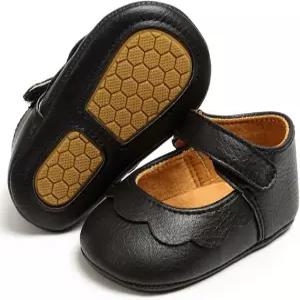 LAFEGEN 베이비 걸스 메리 제인 플랫과 보노 논 슬립 소프트 솔 PU 가죽 신생아 용 첫 번째 워커 서클