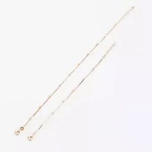 (팔찌+발찌) (실버) 슬림 큐브 체인 세트