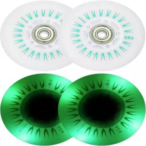 PATIKIL 컬러풀 라이트 업 인라인 스케이트 휠 80mm 4Pcs LED 점멸 롤러 90A PU 실내/외 스쿠터 교체용