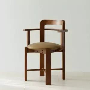 [베스트리빙] 오르 인테리어 고무나무 원목 카페 팔걸이 의자 1개 (가죽좌판) 2colors