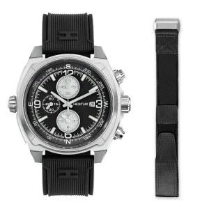 헤스투르 남성용 밀리터리 티타늄 시계 44 5mm, 태양열, 사파이어 필드 쿼츠 손목시계, 크로노그래프, 150bar, 낮, 알람, 초광택