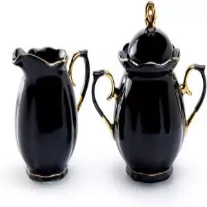 블랙 골드 가리비 고급 도자기 설탕 및 크리머 세트