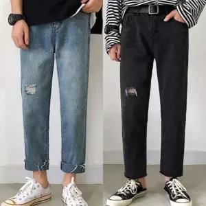 청 중청 데님팬츠 남성긴 진청 워싱진 슬림진 남성청바지 슬림진 워싱진 스키니진 연청
