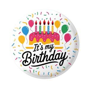 생일 핀 2.3인치 - 여성용/남성용/소년용/ 용 및 배지 파티 장식 연령 마일스톤을 위한 화이트 골드 축하 버튼(컬러풀)