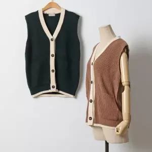 [나야홍]빅사이즈 601 하찌버튼배색조끼 DRMJ645_P416138437