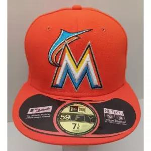 [관부가세포함] 마이애미 말린스 정품 오렌지색 핏티드 7 1/8 에라 59Fifty 야구 모자 MLB