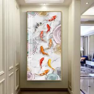 Haeif 보석십자수황금 잉어 비즈 물고기 대형 십자수