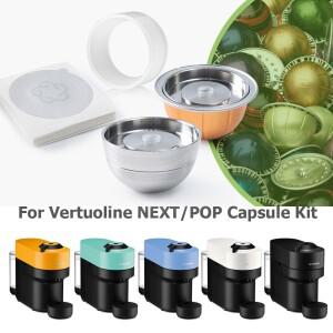 Nespresso Vertuo Next Pop 커피 메이커 재사용 가능 Alum 포드 용 스테인레스 스틸 리필 형 캡슐 필터