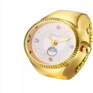 Avaner 남성 여성 핑거 워치 엘라스틱 밴드 스테인리스 스틸 스트레치 미니 쿼츠 링