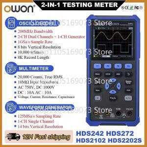 OWON HDS2202S 2102S 디지털 오실로스코프 2채널 200Mhz 1GSa/s 휴대용 3in1 USB 오실로스코프 + 멀티미터