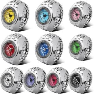 여성용 랜디컬 10개 핑거 워치 링 남성용 조절 가능 시계 벌크 크리에이티브 엘라스틱 라운드 쿼츠