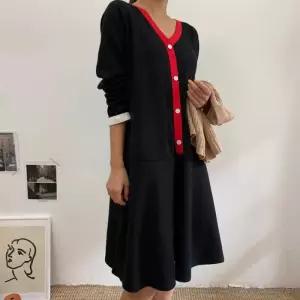 빅사이즈 601 브이버튼빨간줄원피스 DBSX129