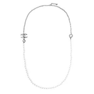 [엘러브]  24A 진주 롱 네크리스 펄리화이트/실버 6ET0314