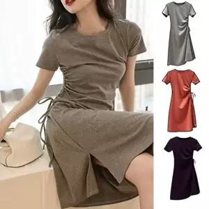 무지 드레스 하객룩 원피스 스트링 휴양지 호텔 호캉 (KYR-WD8C714)