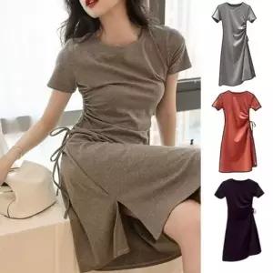 무지 드레스 하객룩 원피스 스트링 휴양지 호텔 호캉 (KYR-WD8C714)