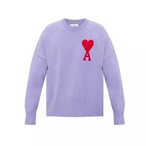 [AMI]15주년 빅하트 로고 자수 니트 리라 E21HK009 016 504