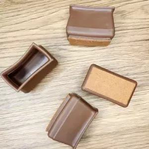 소음방지의자발커버 실리콘의자캡 직사각형 중형 갈색 실리콘의자다리캡 실리콘의자발캡