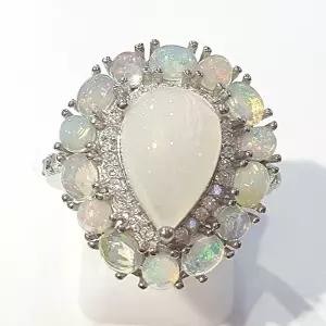 [셀러허브 패션][블루케이] 밀크오팔 원석반지230714-08 14호작품