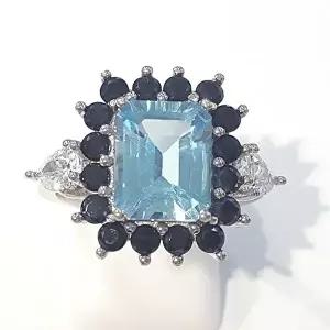 [셀러허브 패션][블루케이] 블루토파즈 원석반지230713-24 17호탄생석