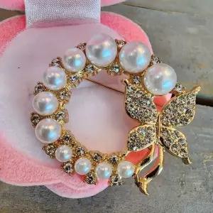 여성 브로치 코사지 정장 큐빅 진주