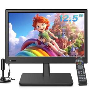 12.5인치 소형 휴대용 TV, 침실/주방/캠핑 필수, HDMI/USB 입력 지원, 내장 스피커, 가볍고 휴대하기 쉬우며 작은 공간에 적합(WiFi/Bluetooth/Satelli