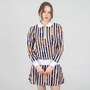 [하프클럽/]지젤 나염 카라티 스커트 셋업